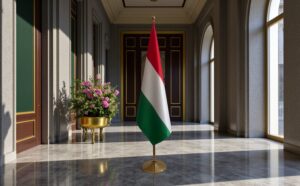 drapeau Hongrie avec pied