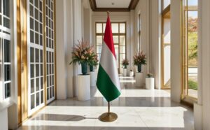 drapeau Hongrie avec pied