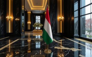 drapeau Hongrie avec pied