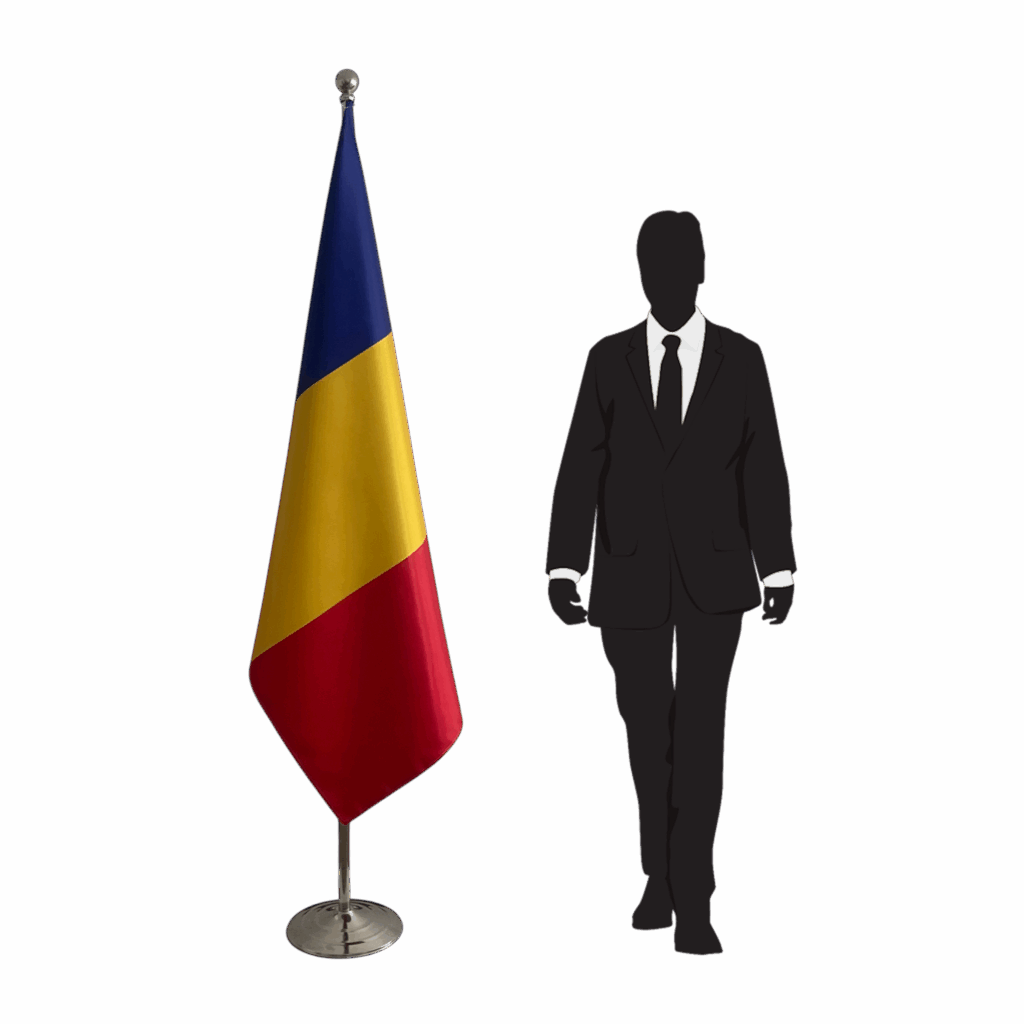 bandiera della romania su cavalletto