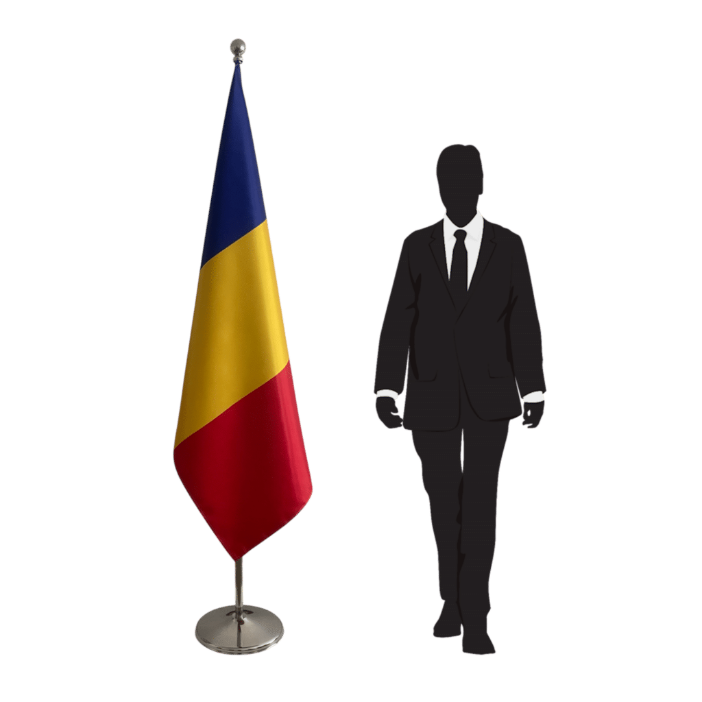 bandiera della romania su cavalletto