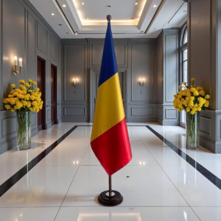 socle drapeau roumanie