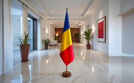 socle drapeau roumanie