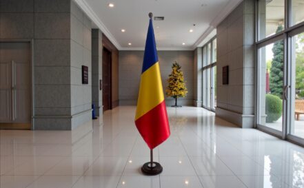 socle drapeau roumanie