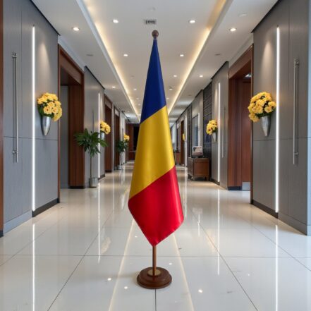 socle drapeau roumanie